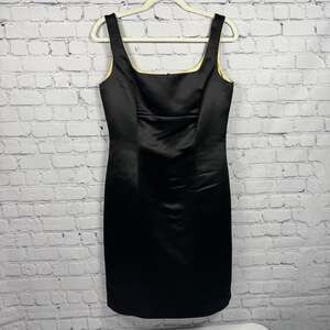 Talbots Petites Black Silk Shantung Square Neck Sheath Dress